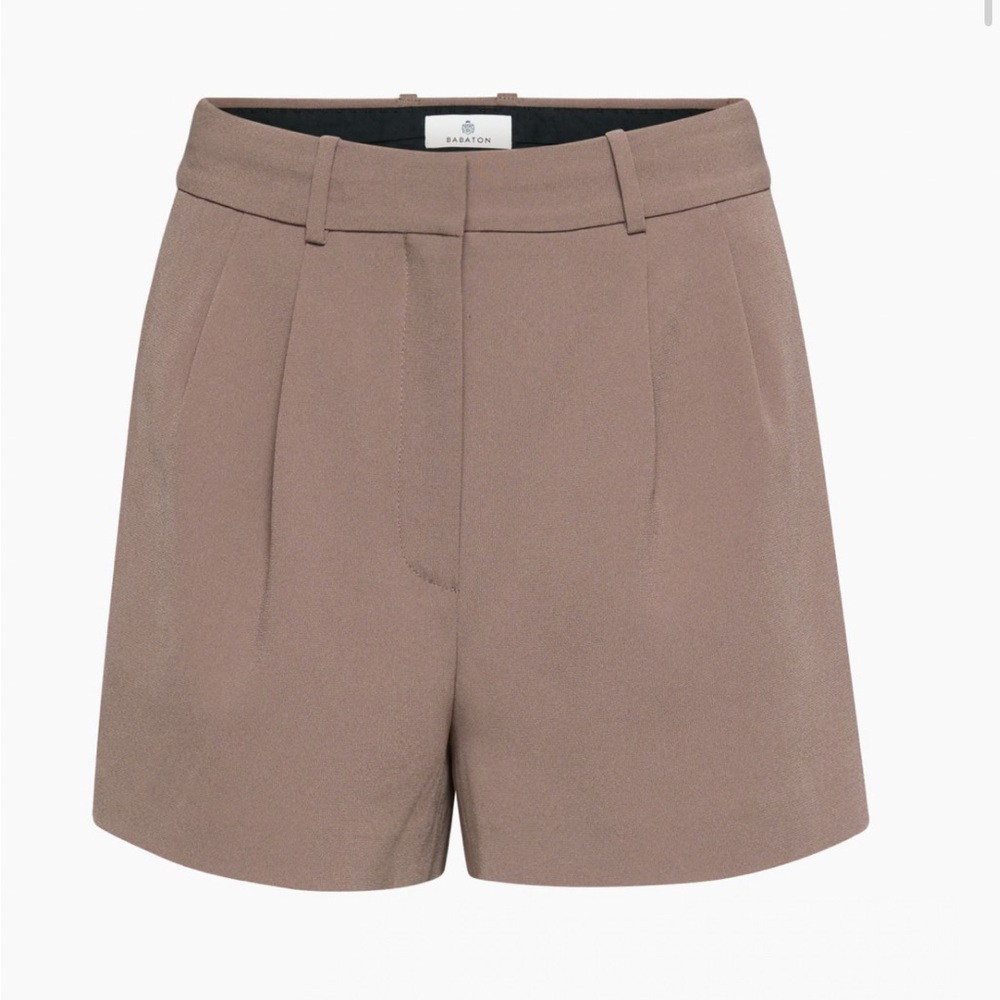 Babaton Pleated Brown Mini Shorts